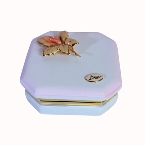 Bergers Italian Vanity Trinket Box Romantic VTG Octagon Enamel Orchid Logo - Picture 1 of 16